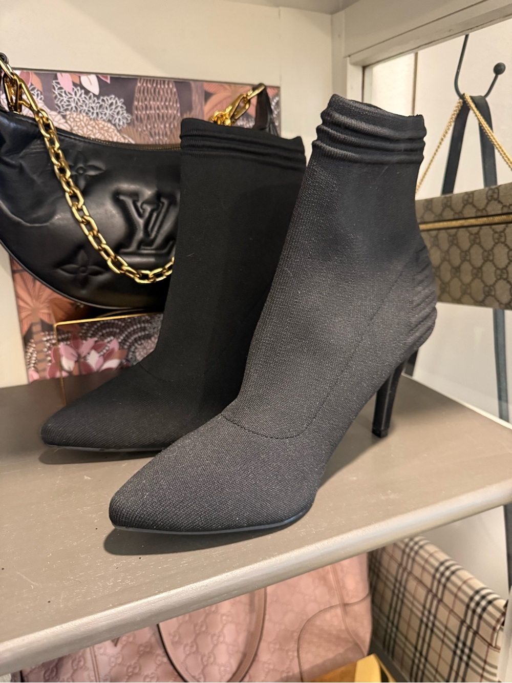 MIA Black Pointed Sock Ankle Booties